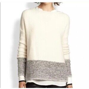 Vince Sweater Colorblock Boat Neck Wool Cashmere Silk Blend Sweater Size Small